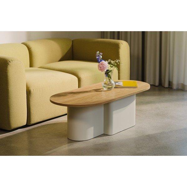 Béžový konferenčný stolík s doskou v dubovom dekore 50x115 cm Looi – noo.ma-image-1