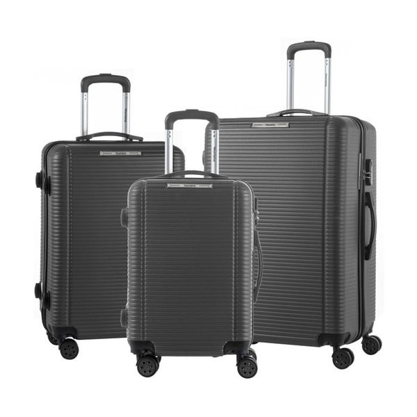 Sada 3 čiernych cestovných kufrov na kolieskách Murano Vivienne