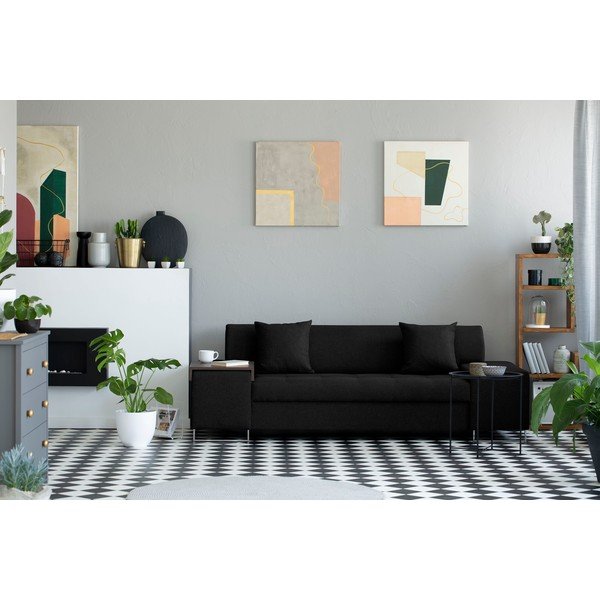 Čierna pohovka s nohami v striebornej farbe Cosmopolitan Design Orlando, 220 cm-image-1