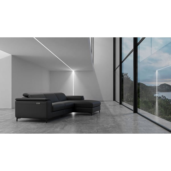 Tmavosivá kožená rohová pohovka (pravý roh) Brito – MESONICA-image-1