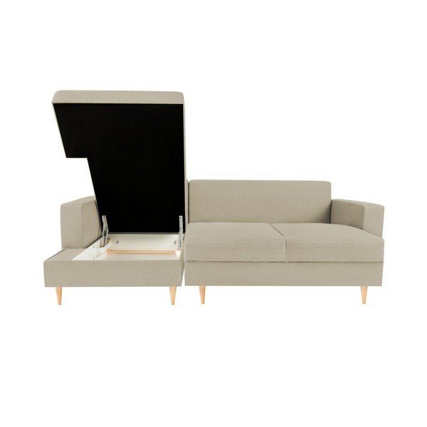 Béžová rohová rozkladacia pohovka s leňoškou na ľavej strane Mazzini Sofas Iris-image-1