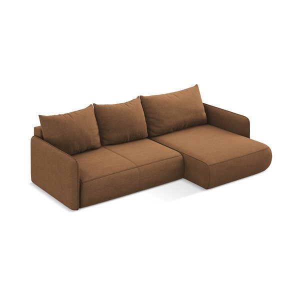 Oranžová rozkladacia/s úložným priestorom rohová pohovka (pravý roh) Nanea – Makamii-image-4