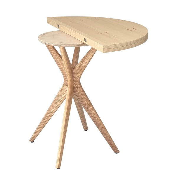 Okrúhly rozkladací jedálenský stôl s doskou v dekore jaseňového dreva 45x90 cm Jubi – Ragaba-image-2