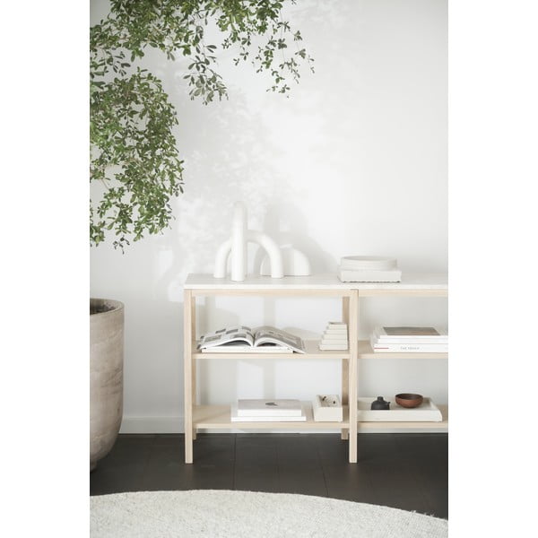 Biely konzolový stolík s doskou z kameňa 140x40 cm Orwel - Rowico-image-2