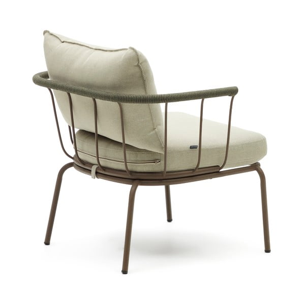 Svetlozelené kovové záhradné kreslo Salguer - Kave Home-image-3