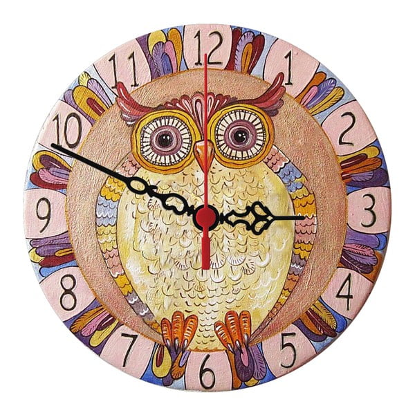 Nástenné hodiny Colorful Owl, 30 cm