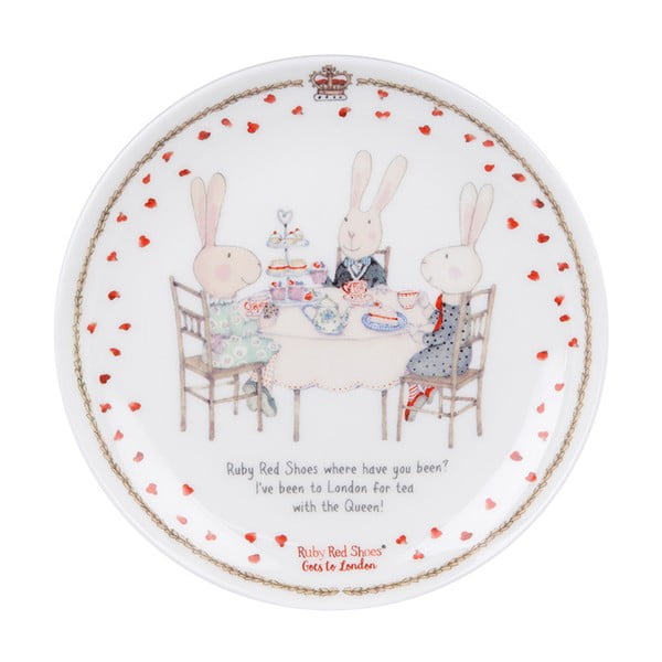 Dezertný tanier z kostného porcelánu Ashdene Ruby Red London Cousins, ⌀ 15 cm