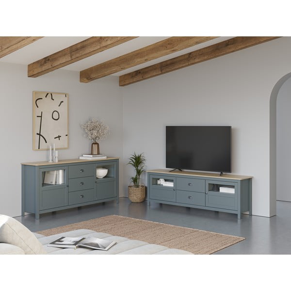 Komoda sivozelená z borovicového dreva 180x80x40 cm Misti – Marckeric-image-1