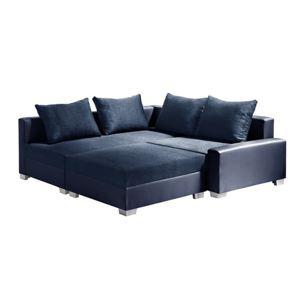 Modrá rohová pohovka s lôžkom na ľavej strane Interieur De Famille Paris Aventure-image-2