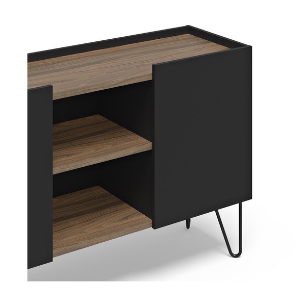 Hnedo-čierna nízka komoda v dekore orecha 180x83 cm Nina – TemaHome-image-4