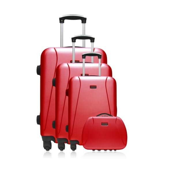 Sada 4 červených cestovných kufrov na kolieskach Hero Lanzarote-C