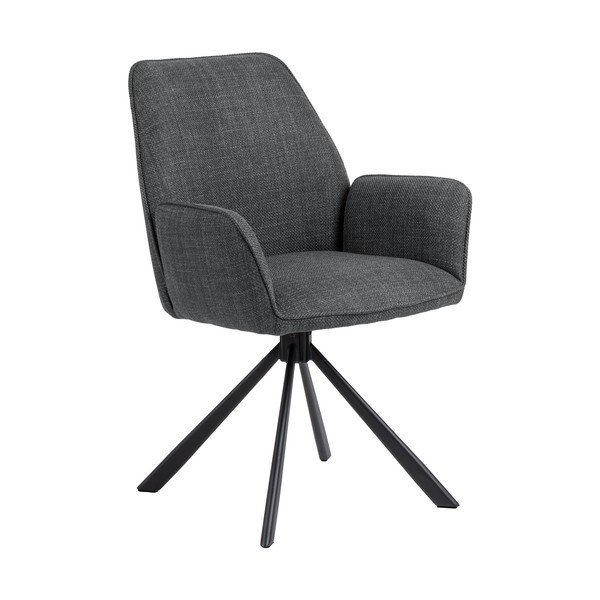 Tmavosivé čalúnené jedálenské kreslá v súprave s podrúčkami 2 ks Glenda – Actona