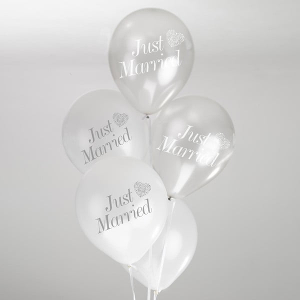 Sada 8 bielo-strieborných balónikov Neviti Vintage Romance