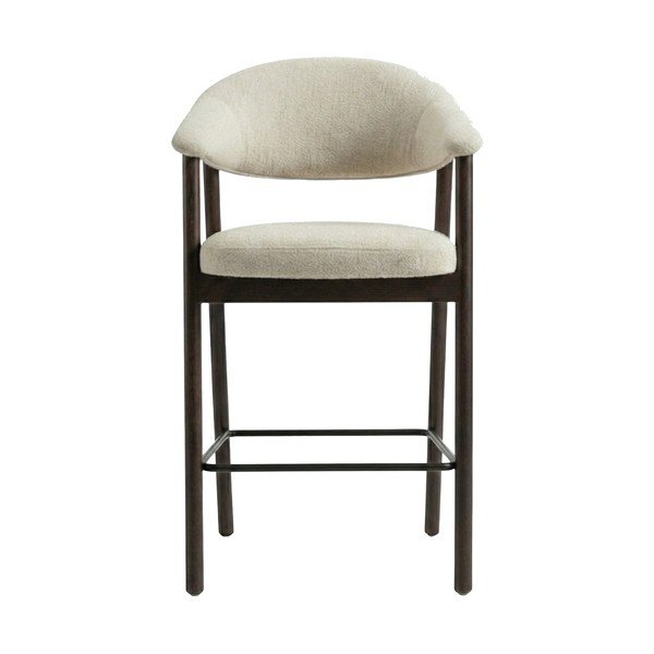 Hnedá/krémovobiela čalúnená barová stolička s podrúčkami (výška sedadla 67 cm) Elk – Unique Furniture-image-1