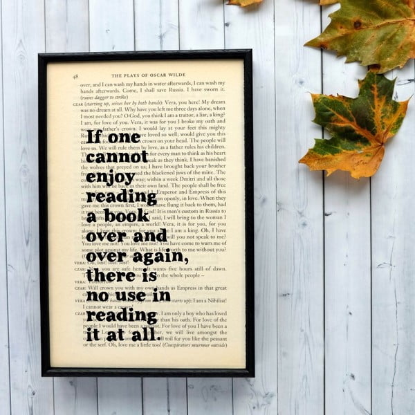 Plagát v drevenom ráme Oscar Wilde Reading