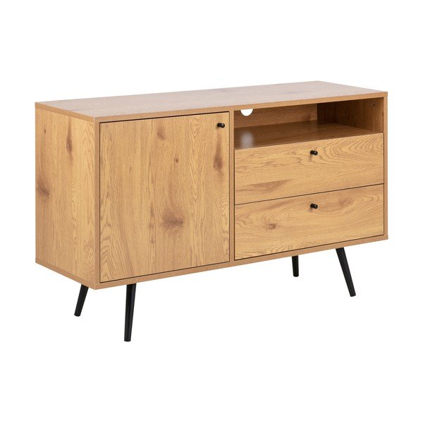 TV stolík v dekore duba v čierno-prírodnej farbe 124x75 cm Wilma – Actona-image-2