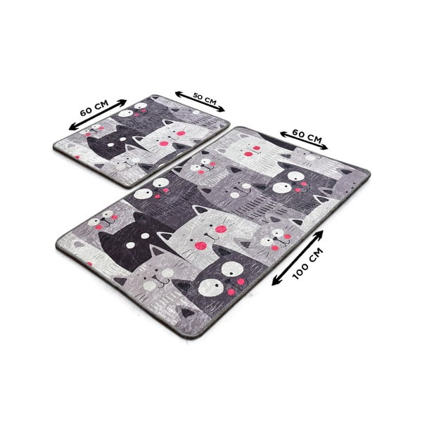 Sivé kúpeľňové predložky v súprave 2 ks 60x100 cm Meow – Foutastic-image-3