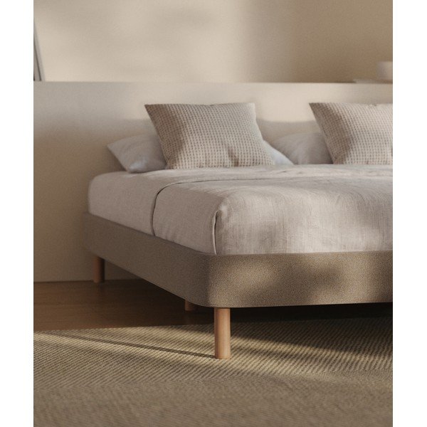 Hnedá čalúnená dvojlôžková posteľ bez čela 160x200 cm Ofelia – Kave Home-image-2