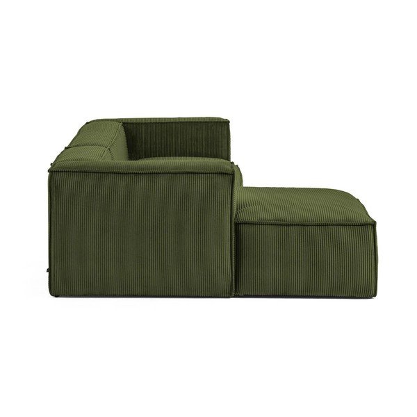 Zelená menčestrová rohová pohovka (ľavý roh/s leňoškou) Blok – Kave Home-image-2