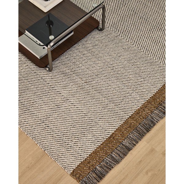 Krémový ručne tkaný vlnený koberec 160x230 cm Brina – Kave Home-image-2