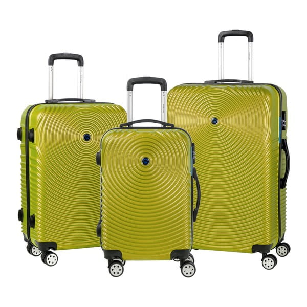 Sada 3 limetkovozelených cestovných kufrov na kolieskach Murano Traveller