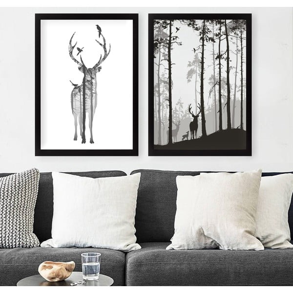 Obrazy v súprave 2 ks 34x44 cm Deer – Wallity-image-1