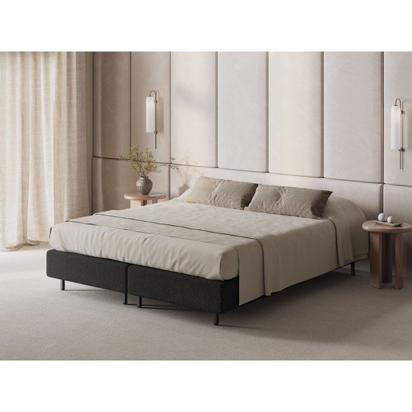 Čierna čalúnená dvojlôžková posteľ bez čela 200x200 cm Whale – Micadoni -image-1