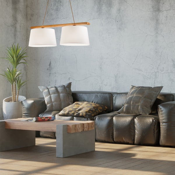 Hnedé závesné svietidlo s textilným tienidlom ø 35 cm Aida – LAMKUR-image-3