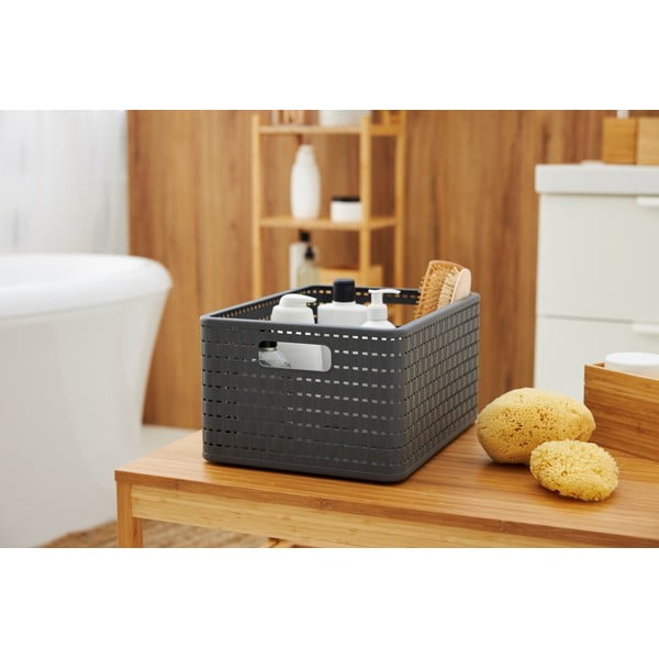 Tmavosivý úložný košík z recyklovaného plastu Country - Rotho-image-4
