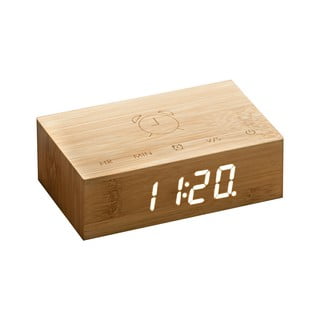 Drevený svetlohnedý LED budík Gingko Flip Click