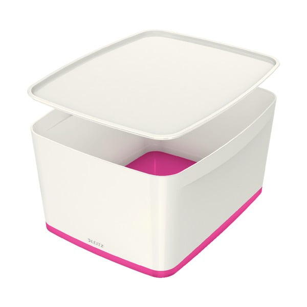 Bielo-ružový plastový úložný box s vekom 32x38.5x20 cm MyBox – Leitz