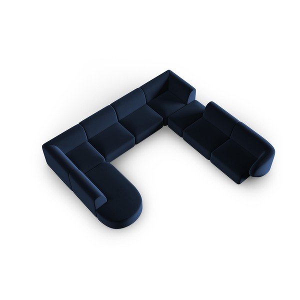 Modrá zamatová rohová pohovka (pravý roh/do "U") Paolo – Milo Casa-image-1