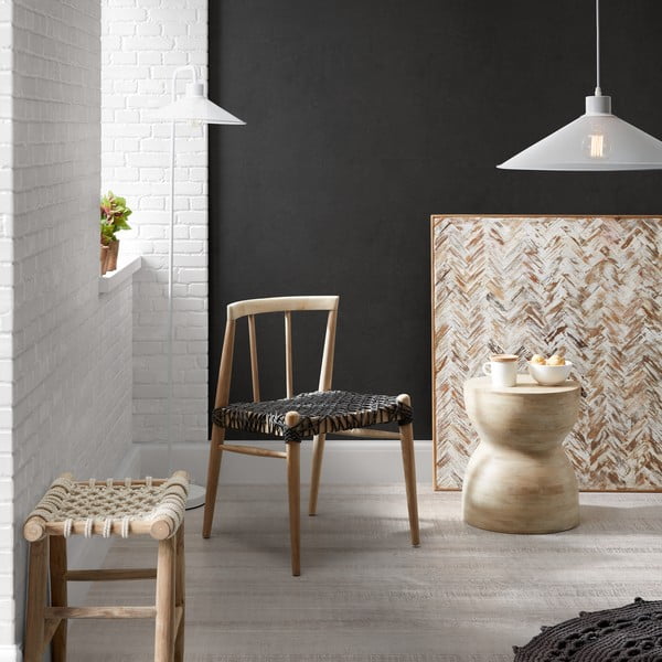 Teaková podnožka so sedákom z bavlneného lana Kave Home Eclipse-image-1