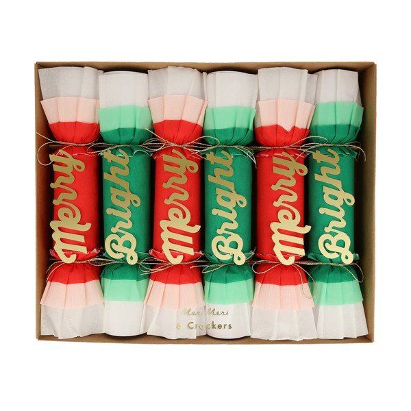 Vianočné crackery v súprave 6 ks Merry & Bright Christmas – Meri Meri