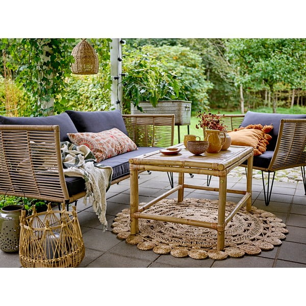 Oranžový bavlnený dekoratívny vankúš Bloomingville Fringe-image-1