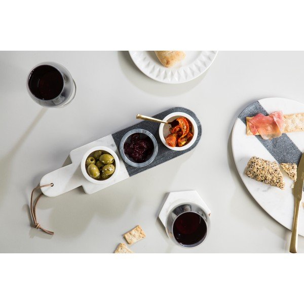 Sada 3 bielo-sivých mramorových servírovacích misiek Premier Housewares Marble-image-1