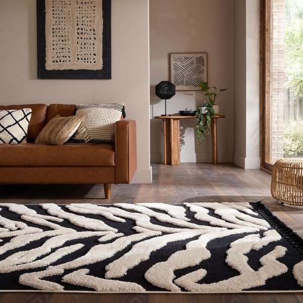 Čierno-biely koberec 200x300 cm Esra Zebra – Flair Rugs-image-1