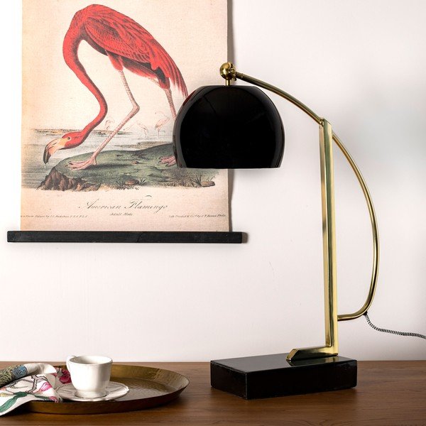 Lesklá čierna stolová lampa s kovovým tienidlom (výška  56 cm) Antique – HF Living-image-1