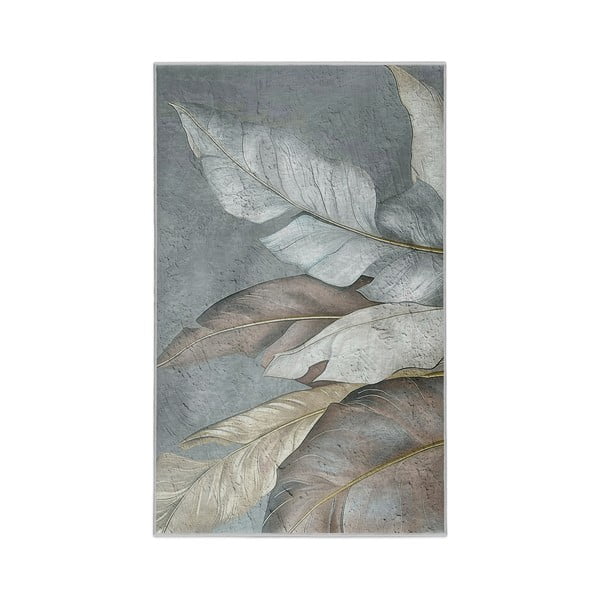 Zeleno-sivý prateľný koberec 80x150 cm Dusty Leaves – Mila Home