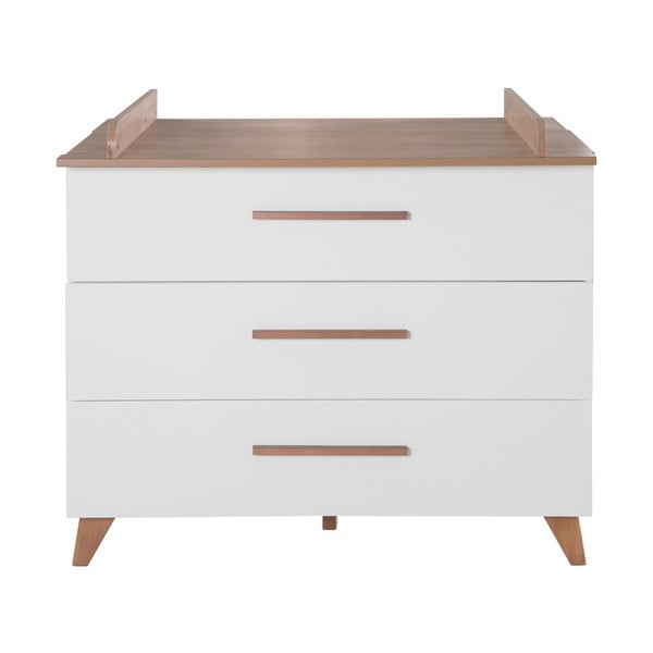 Nízka detská komoda v dekore duba s prebaľovacím pultom v bielo-prírodnej farbe 110x98 cm – Roba-image-2