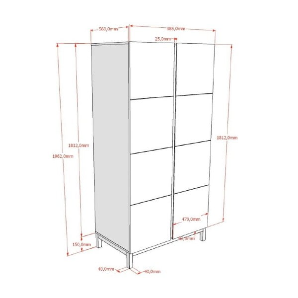Biela detská šatníková skriňa 99x196x58 cm Eva – Vipack-image-2