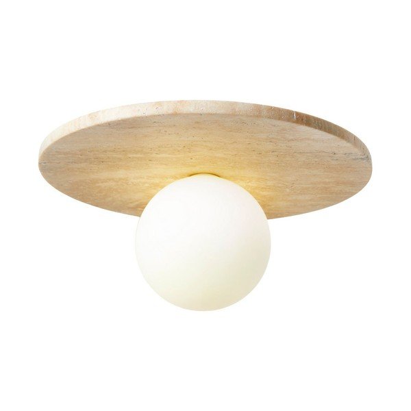 Béžové kamenné stropné svietidlo so skleneným tienidlom ø 12 cm Hilde – Opviq lights