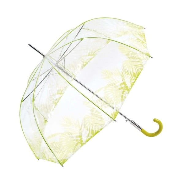 Transparentný dáždnik so zelenými detailmi Ambiance Birdcage Tropical Leaves, ⌀ 86 cm