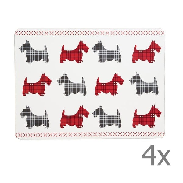 Sada 4 prestieraní Traditional Scottie Dog