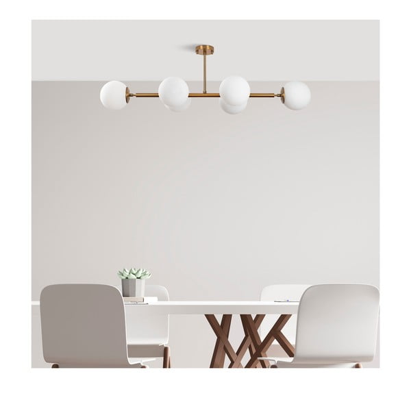 Stropné svietidlo v bielo-zlatej farbe so skleneným tienidlom 40x110 cm Fazli – Opviq lights-image-2