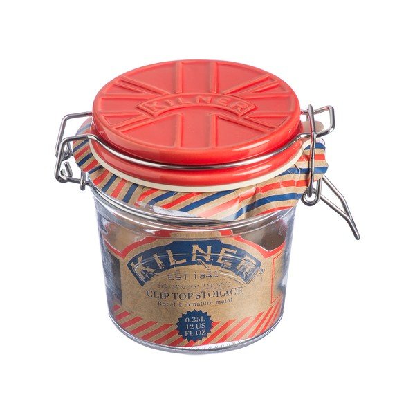 Poháre na zaváranie s červeným keramickým klipovým viečkom Kilner England, 0,35 l-image-1