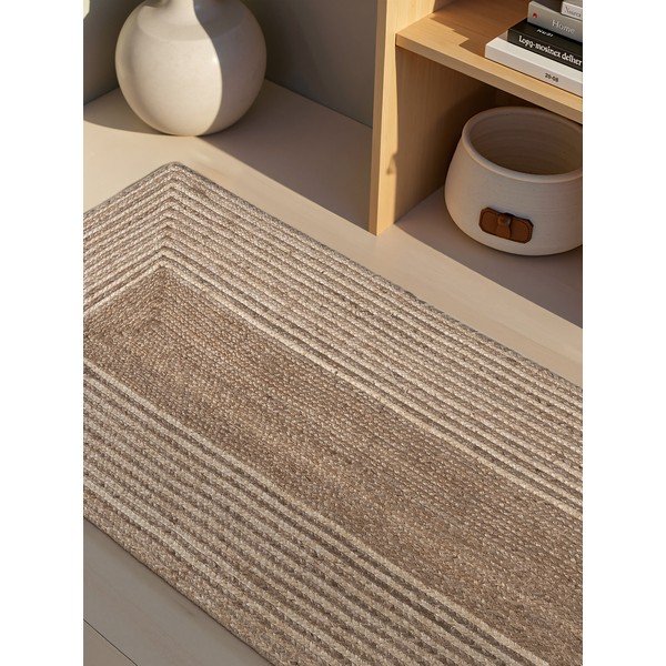 Obojstranný/ručne tkaný jutový behúň v svetlo prírodnej farbe/v tmavo prírodnej farbe 80x300 cm Juno – Hanse Home-image-2