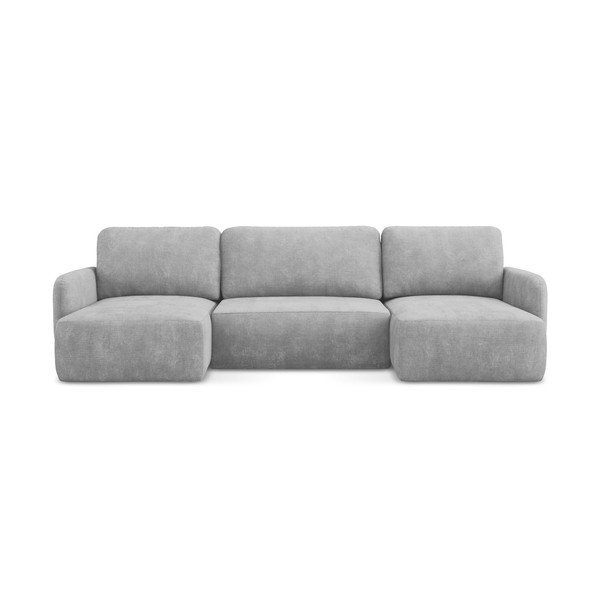 Svetlosivá ženilková rozkladacia/s úložným priestorom rohová pohovka (do tvaru "U") Lilo – Makamii