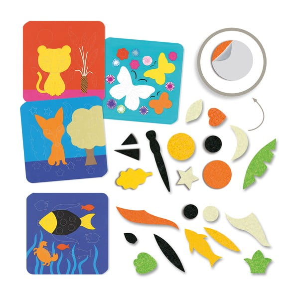 Set na výrobu 4 koláží s plsťou Djeco Naturaleza-image-1