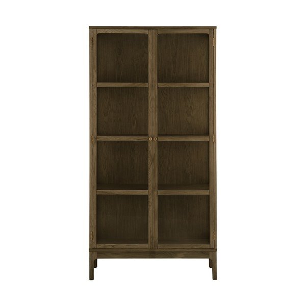 Tmavohnedá vitrína v dekore duba 90x180x40 cm Zamora – House Nordic-image-2